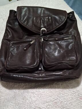 Canyon Outback Dark Brown Leather Backpack with Front Pockets